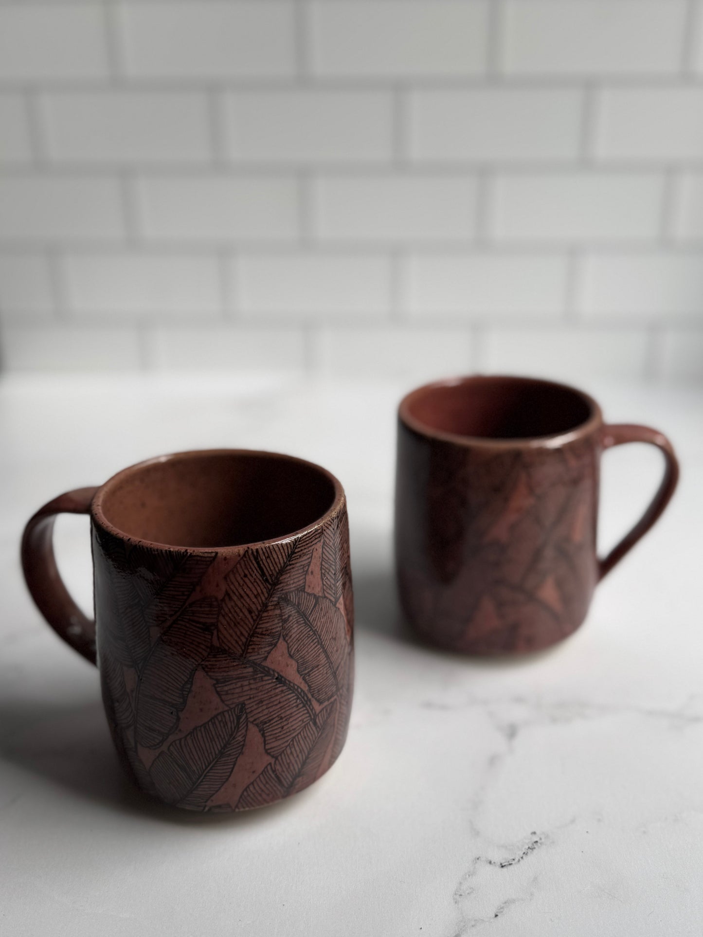 Speckled banana leaf mugs- Mauve