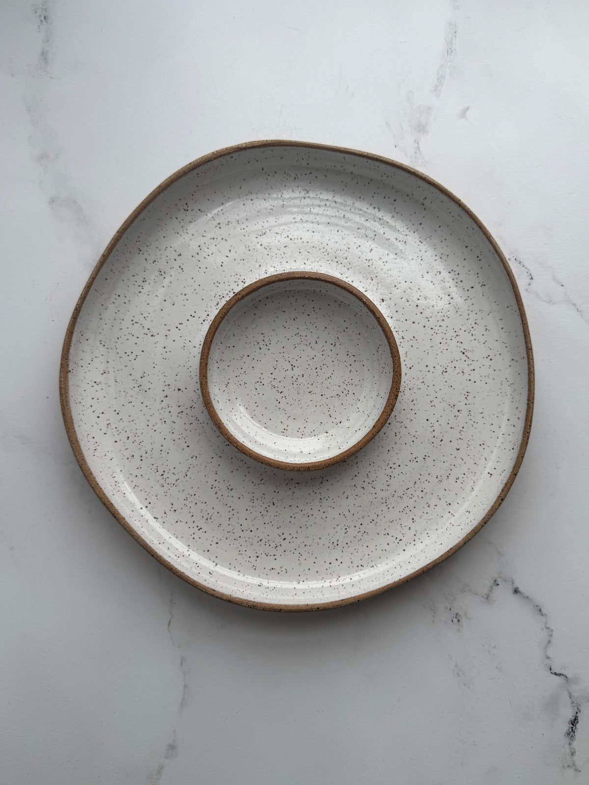 White Speckle Chip & Dip Platter