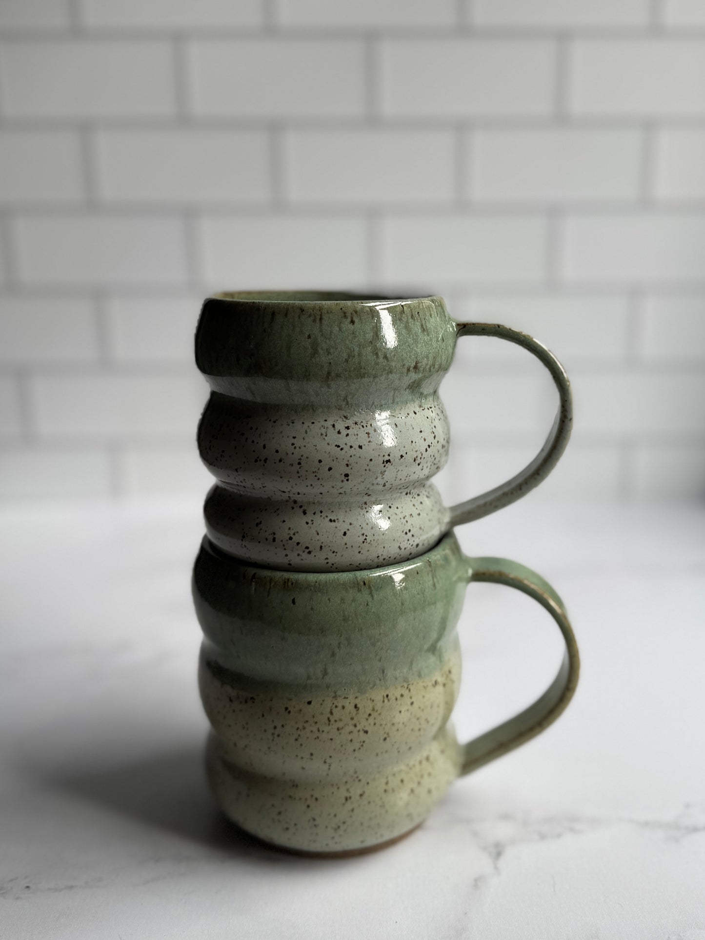 Celadon/ Mint bubble mugs