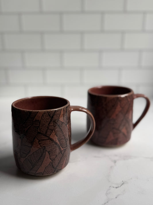 Speckled banana leaf mugs- Mauve