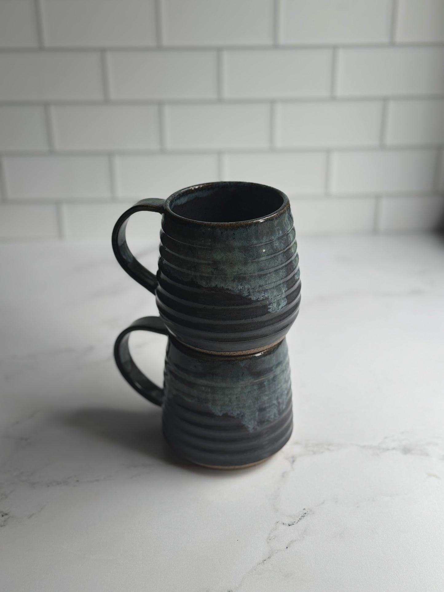 Blue Drip Textured Mug