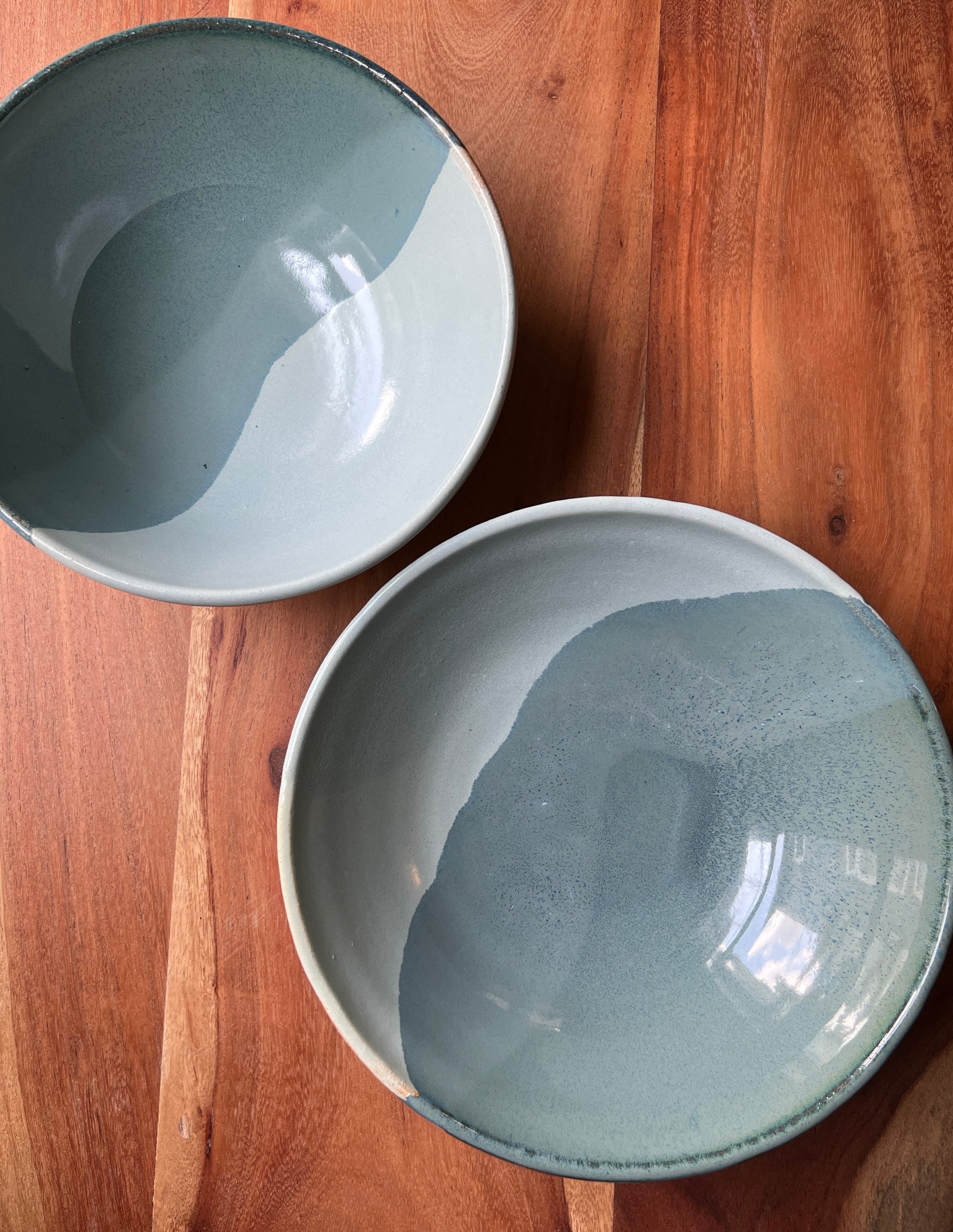 handmade bowls with water inspired glaze